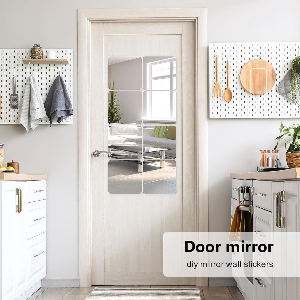 4 Pack Full Length Wall Mirror - 12 x 12 Inch Acrylic Mirror Tiles - Wall Stickers - Adhesive Mirrors - Door Mirror - Mirror Sticker - Wall Mirror - for Bedroom Home Gym Door - Home Accessories