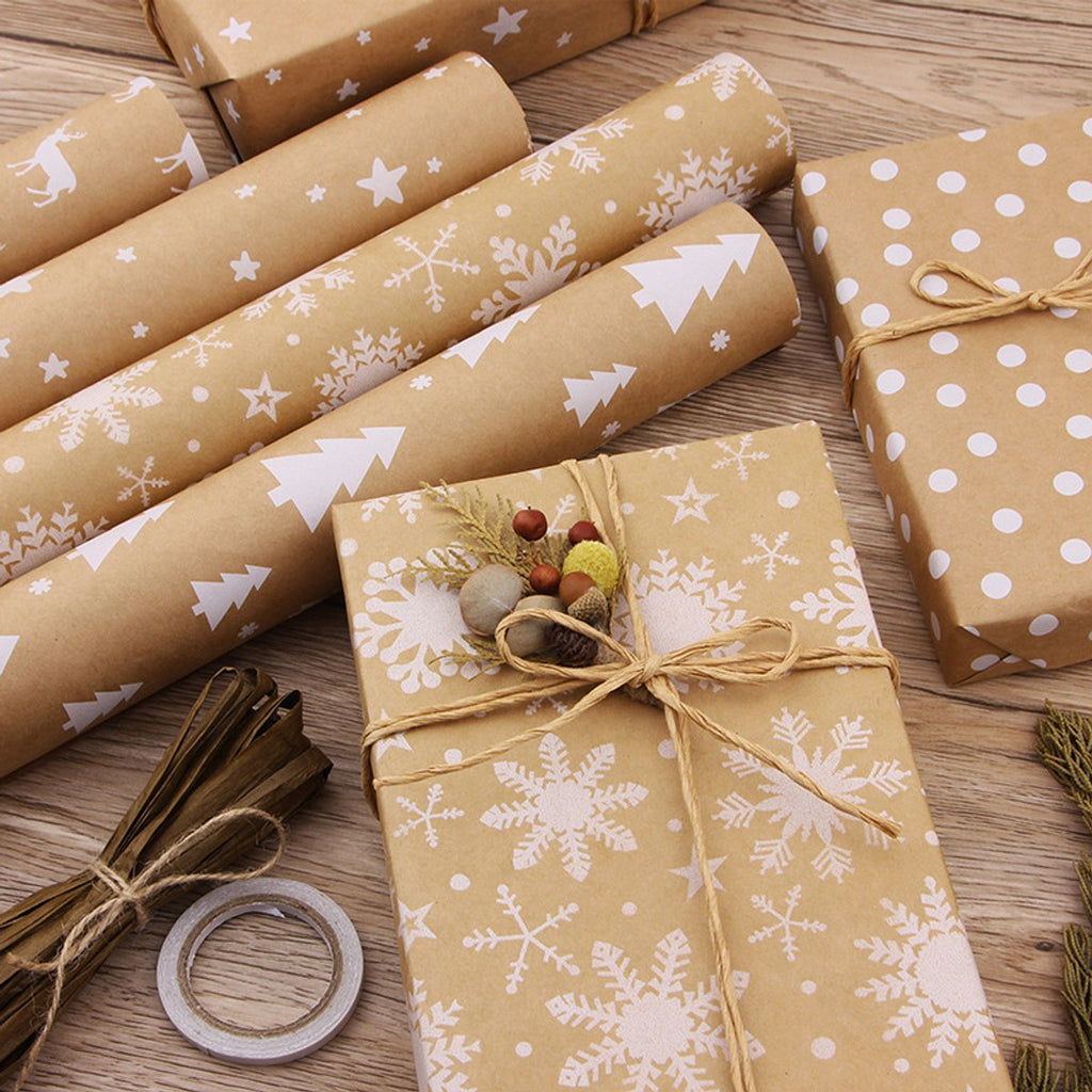 Gift Wrapping Paper - Wrapping Paper - 5 Rolls - Gift Wrapping Paper - DIY Gifts - Eco-Friendly Materials - Wrapping Paper with Christmas Tree and Snowflake Pattern - 0.43*3 Meter