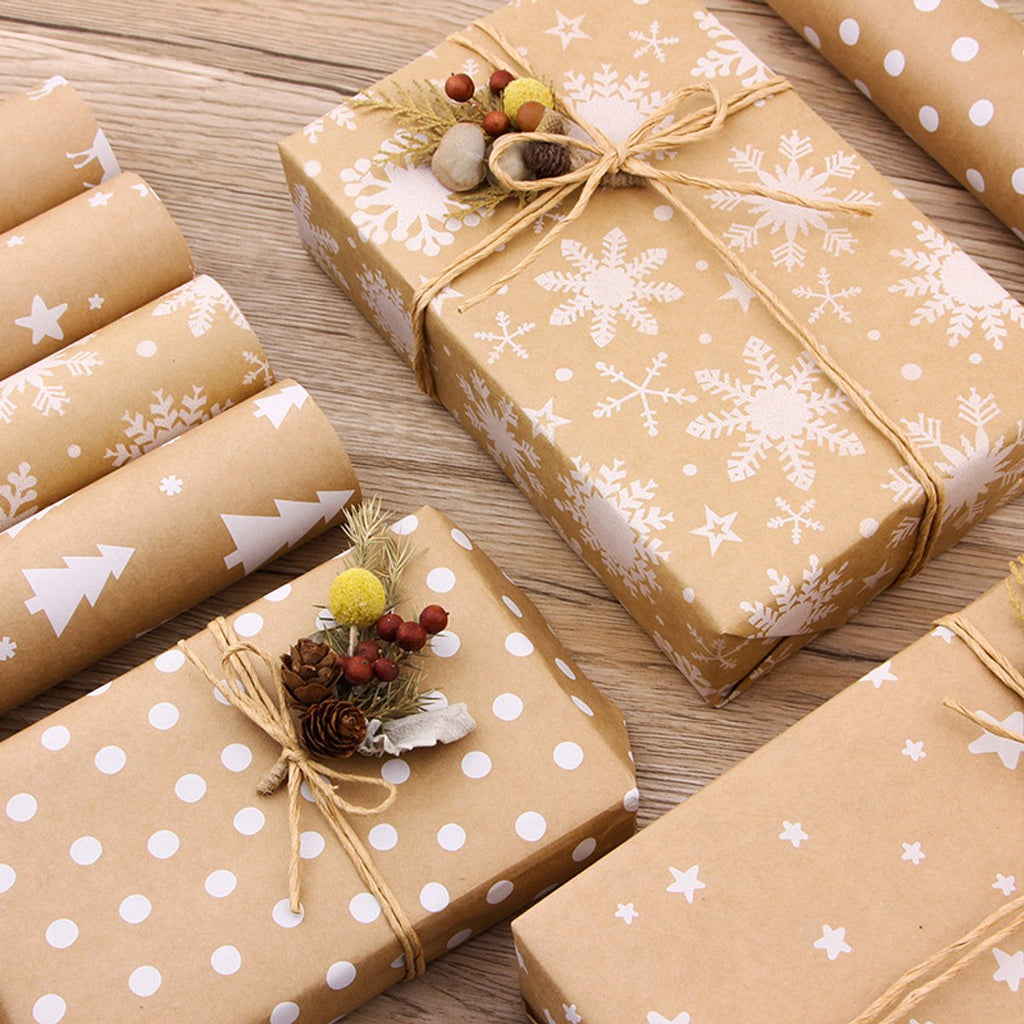 Gift Wrapping Paper - Wrapping Paper - 5 Rolls - Gift Wrapping Paper - DIY Gifts - Eco-Friendly Materials - Wrapping Paper with Christmas Tree and Snowflake Pattern - 0.43*3 Meter