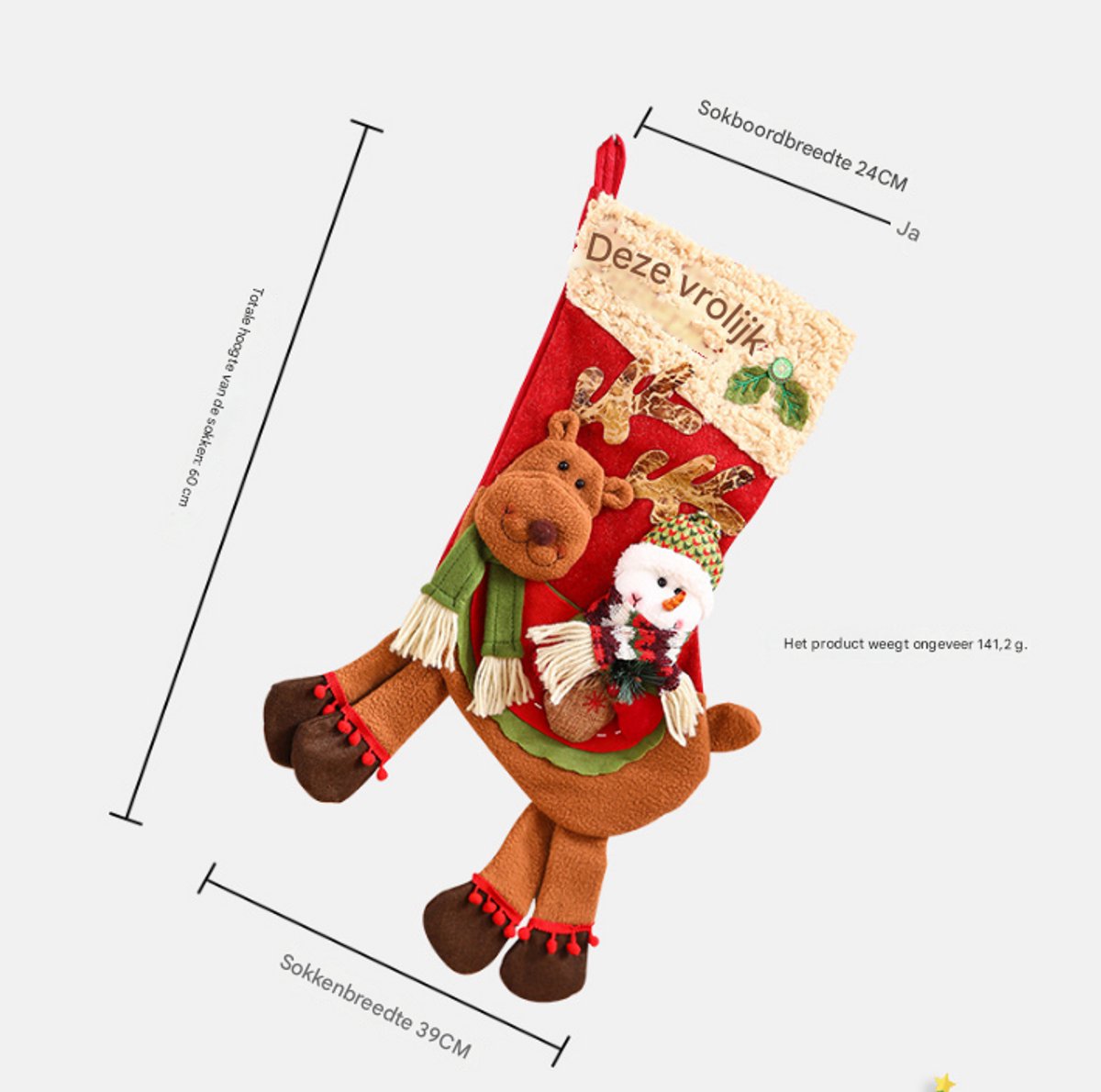 Christmas Stocking Gift Bag - Large Size - Children's - Preschool - Christmas Gift - Old Snowman - Candy Apple Bag Decoration