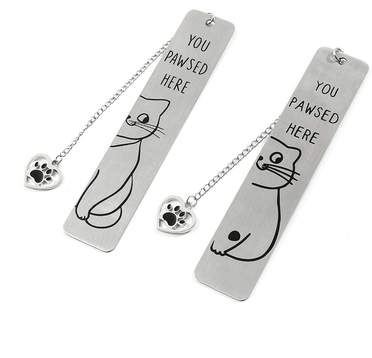 Bookmarks - Set of 2 - Cat Bookmarks - Cute Bookmarks - Bookmark Gifts for Book Lovers - Reading Bookmarks - Gifts for Boys, Girls, Kids & Friends - Cool School Supplies & Reading Gift - Stainless Steel