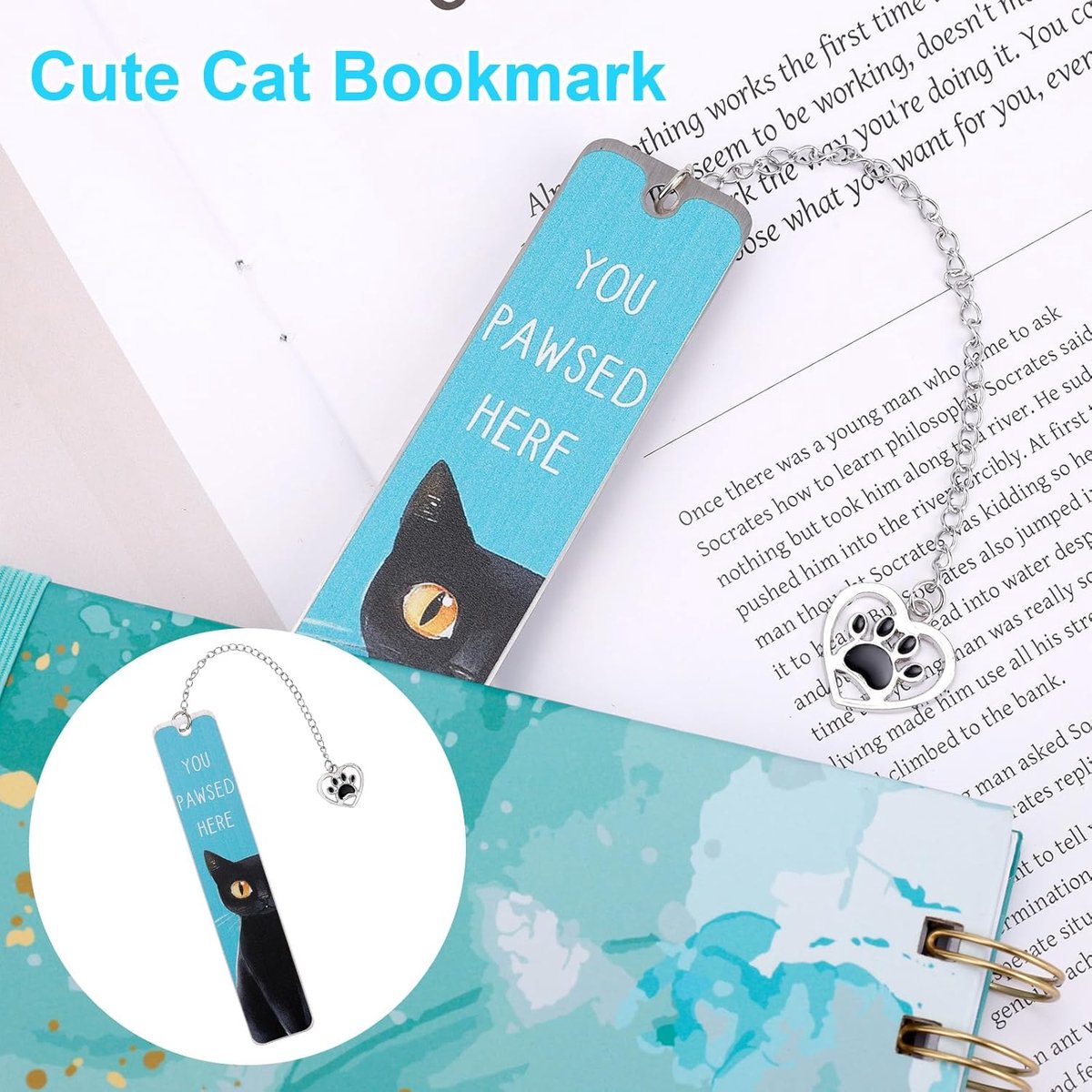 Bookmarks - Set of 2 - Cat Bookmarks - Gifts for Cat Lovers - Cute Bookmarks - Bookmark Gifts for Book Lovers - Reading Bookmarks - Gifts for Boys, Girls, Kids & Friends - Stainless Steel (Style A)