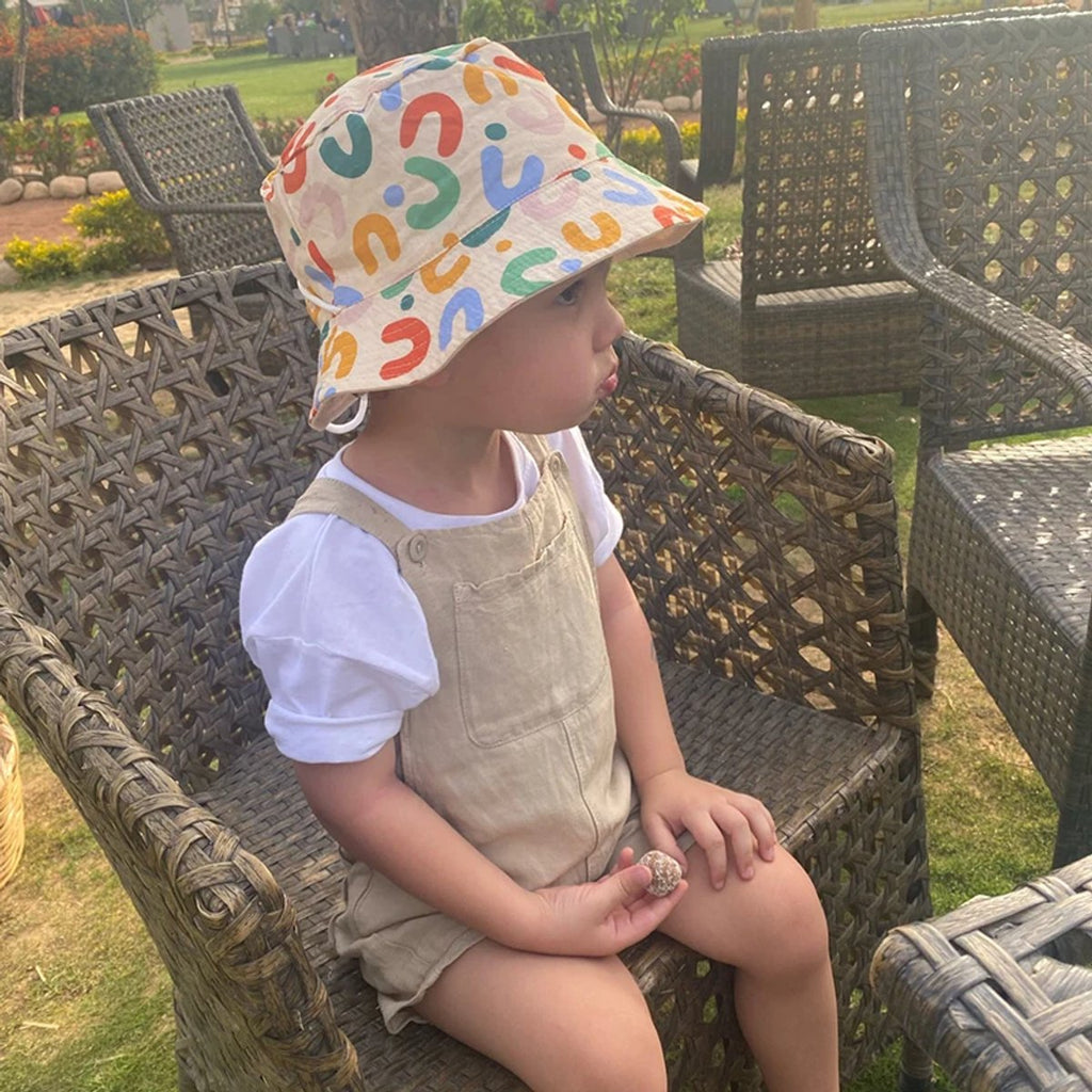 Baby Hat - Reversible Summer Hat - Summer Hat with Embroidered Letters - Size 48