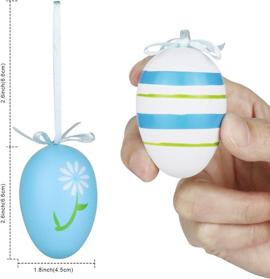24-piece Easter decoration - Colorful Easter eggs to hang - Perfect for Easter tree, Easter basket, table decoration and Easter party