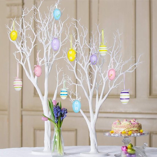 24-piece Easter decoration - Colorful Easter eggs to hang - Perfect for Easter tree, Easter basket, table decoration and Easter party