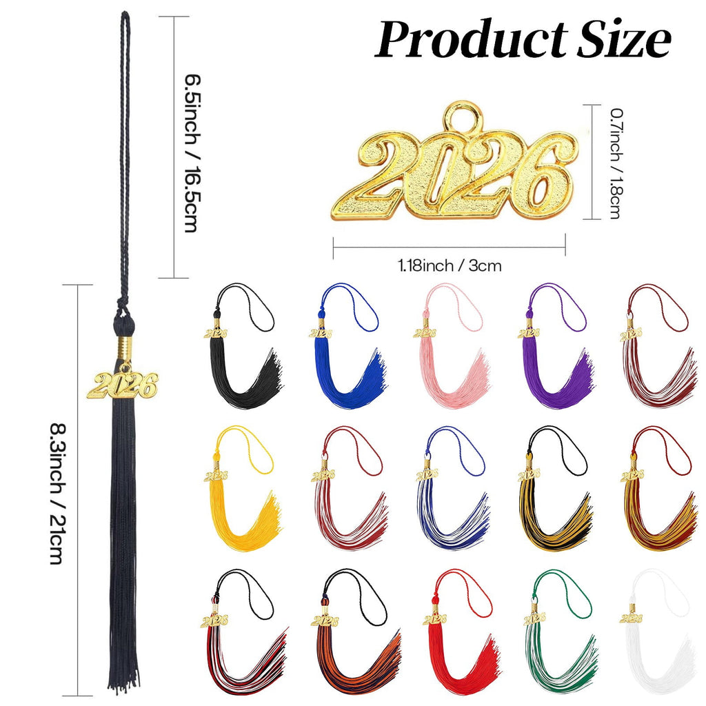 2026 Tassel Graduation, White Graduation Tassel, Tassel Charms for Graduations Cap Decorations, Tassels Memorial Grad Cords Class of 2026 High School Graduate Hat Ceremonies Accessories 2pcs 2026 Graduation Season Hat Tassel Pendant Yellow
