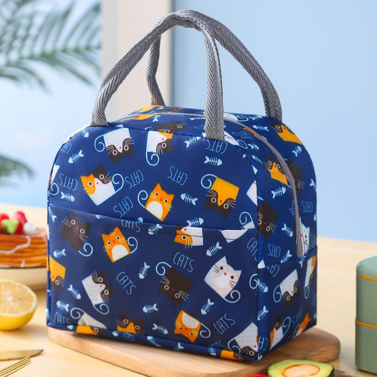 Back to School SuppliesPortable Insulated Lunch Bag Lunch Bag Fast Food Insulated Bag 1Pc B Navy Blue Cat (Include: 1×Insulated Lunch Bag)  Sale B