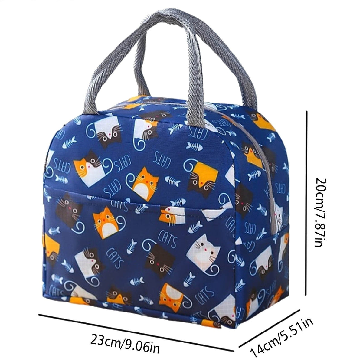 Back to School SuppliesPortable Insulated Lunch Bag Lunch Bag Fast Food Insulated Bag 1Pc B Navy Blue Cat (Include: 1×Insulated Lunch Bag)  Sale B