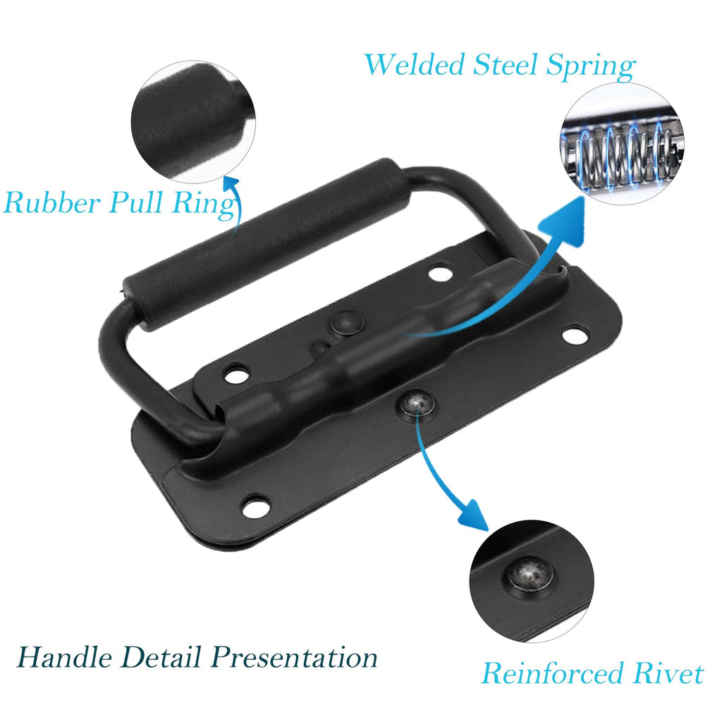 Handle - Tool Box Handle - Cabinet Handle - Tool Handle - Tool Set Handle - Tool Case Handle - Tool Bag Handle - With Grip - Black - Pack of 2