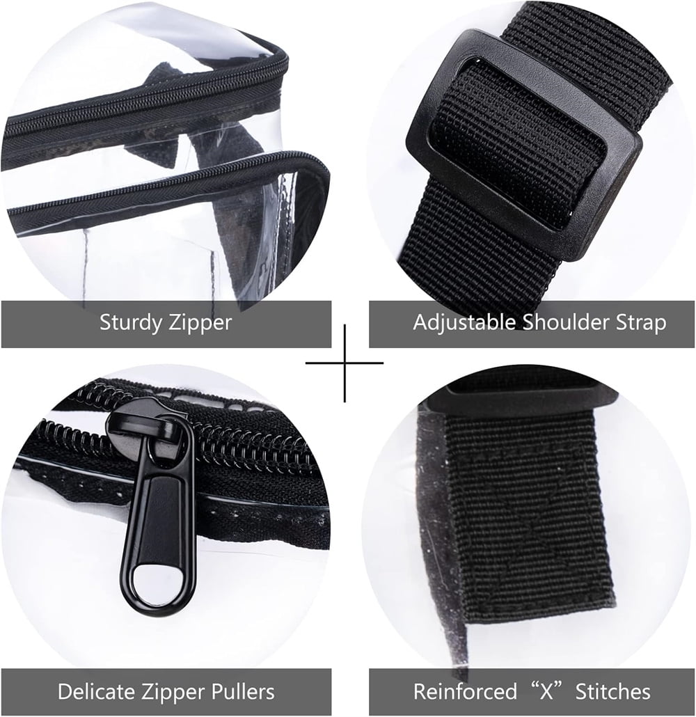 Clear Lunch Bags for Correctional Officers Plastic Transparent Lunch Tote Stadium Bags with Adjustable Strap and Front Zipper Pocket See Through Lunch Box for Work Men Women Picnic