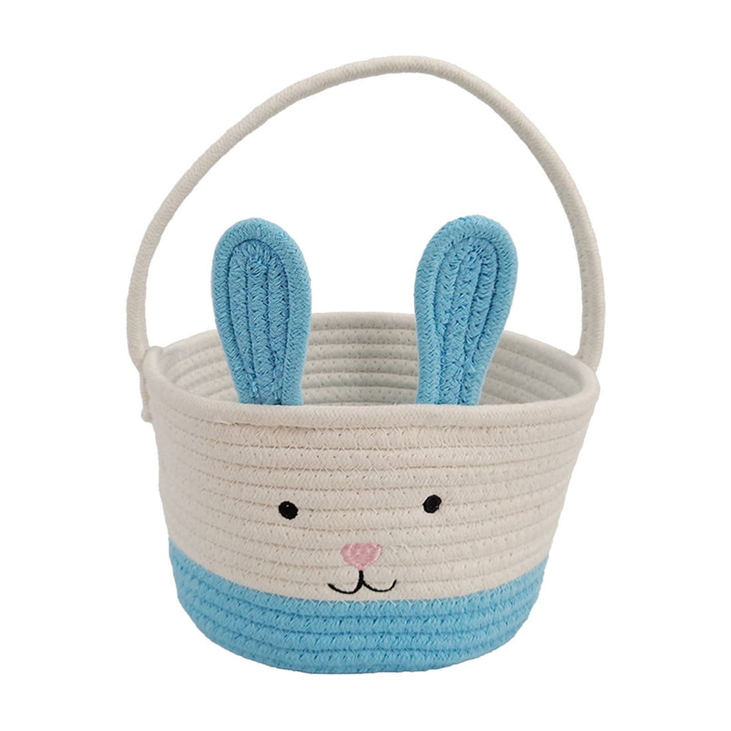 Easter Basket for Boys Girls Easter Bunny Basket with Rabbit Ears, Easter Egg Hunting Basket Easter Baskets for Kids Babies First Easter Gifts D