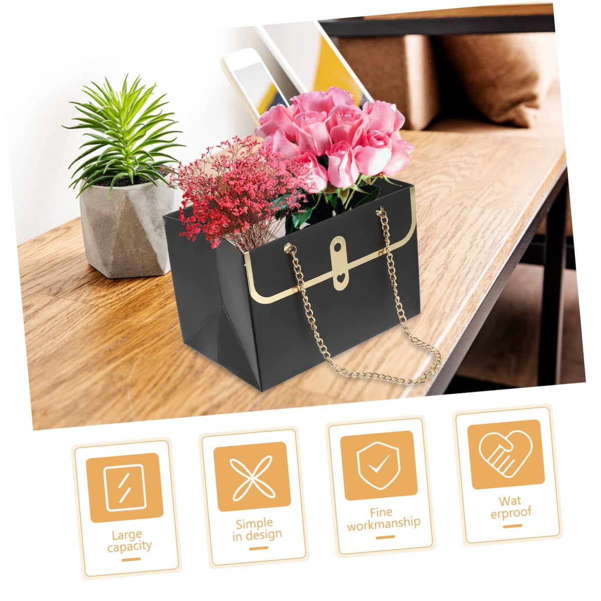 4pcs Tote Bag Packaging Bag Paper Gift Bags Wedding Paper Packing Bags Gift Packing Bags Gift Wrapping Bags Floral Gift Bags