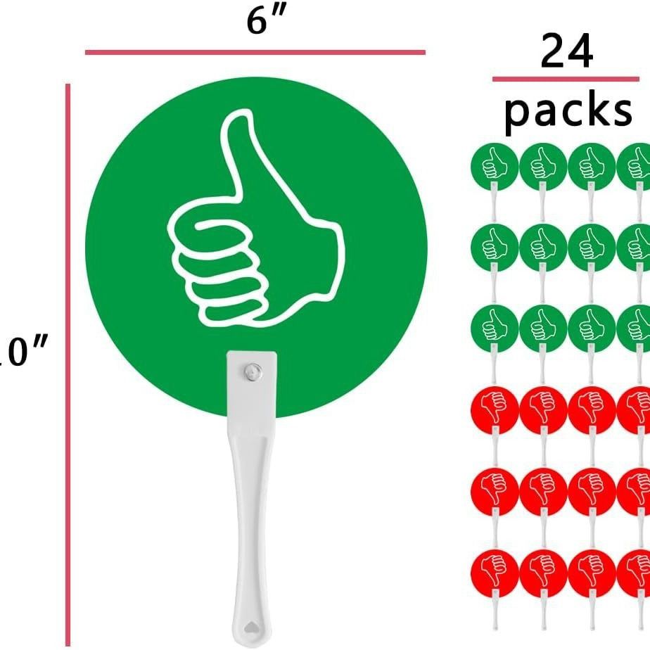 Thumbs UpThumbs Down Paddles for Classroom Voting, Teacher Event Supplies and Auction Signs 24 Packs