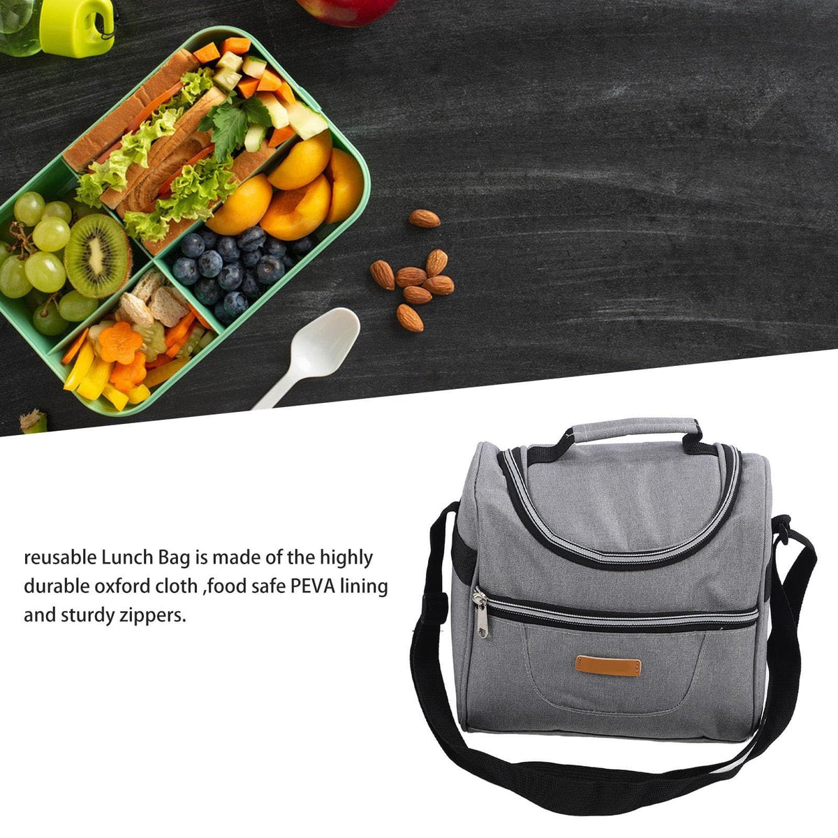 Lunch Bag for Kids Adults, Lunch Bag Insulated Lunch Bag Zippered Pockets Thermal Meal Bag for Girls Boys Adult Men
