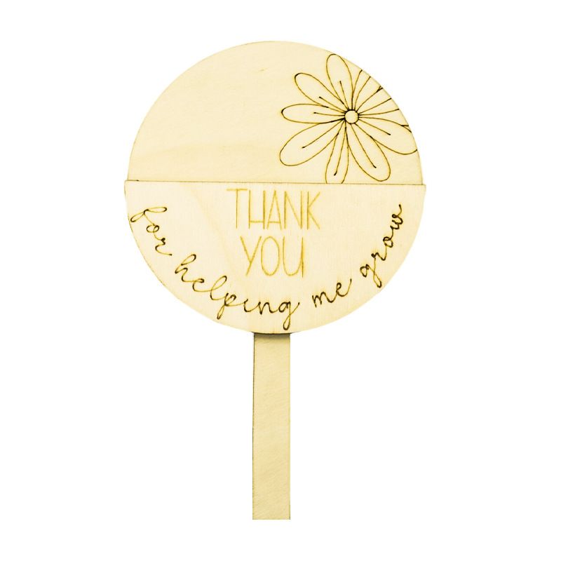 Wooden Teacher Appreciation Plant Tags Sign, Thank You for Helping Me Grow Gift Card Plant Tags, Teacher Appreciation Plant