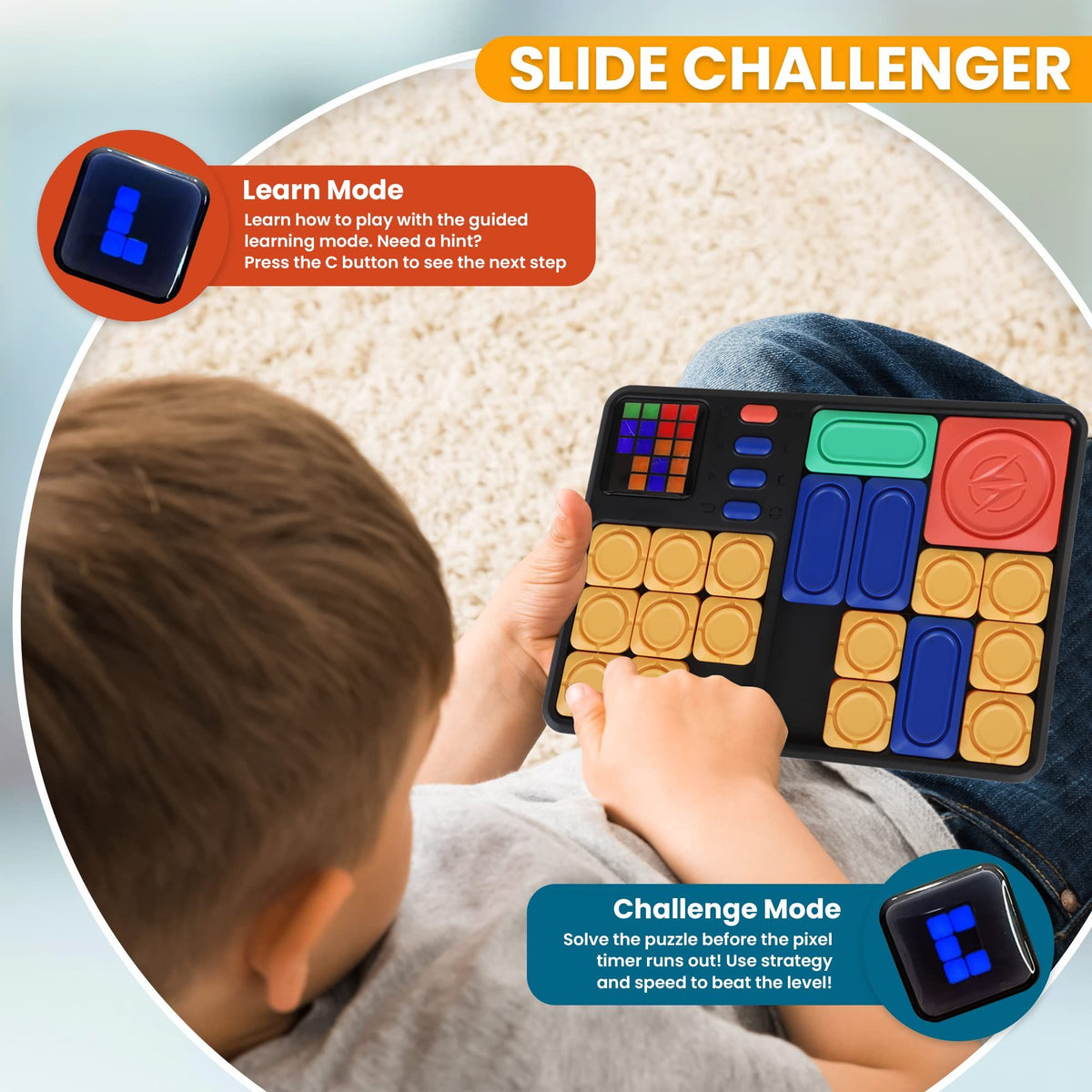 Super Slide Puzzle Game, Handheld Electronic Games for Kids, Learning - Brain Teaser - IQ Puzzles Toy, Travel Toys & Great Gift