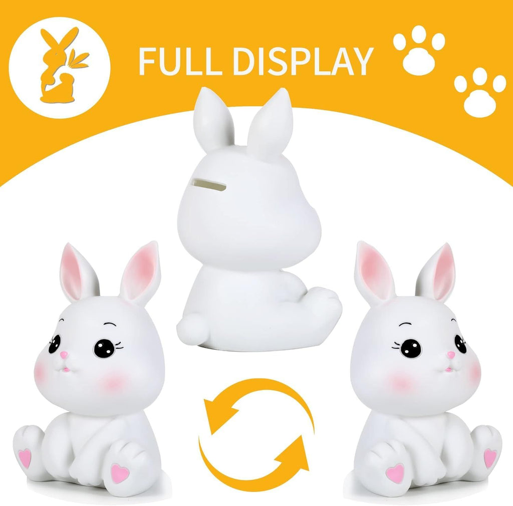 Little Bunny Money Bank, Mini Rabbit Piggy Bank, Best Bitrthday Gift, White LOVELY & SWEET GIFT EASY TO USE
