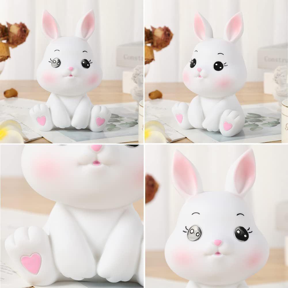 Little Bunny Money Bank, Mini Rabbit Piggy Bank, Best Bitrthday Gift, White LOVELY & SWEET GIFT EASY TO USE