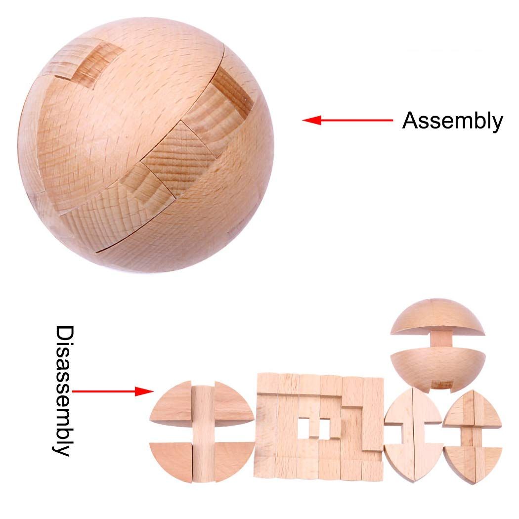 Handmade Wooden Puzzle Magic Ball Brain Teasers Toy Big Wooden Ball Lock Logic Puzzle Intelligence Game Sphere