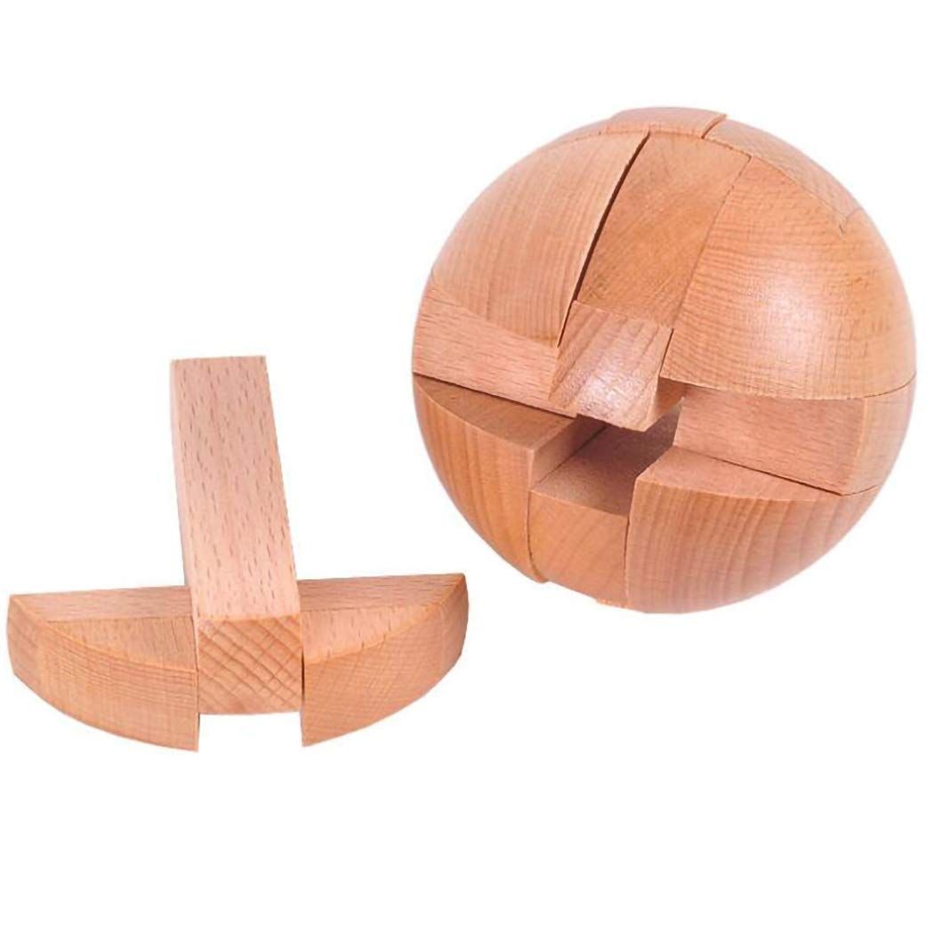 Handmade Wooden Puzzle Magic Ball Brain Teasers Toy Big Wooden Ball Lock Logic Puzzle Intelligence Game Sphere