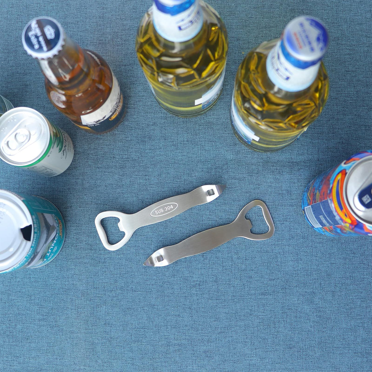 2PCS Bottle Opener, Can Punch Opener, 304-Stainless Steel Beer Opener for Home and Bar Gift for Men Husband Father Boyfriend