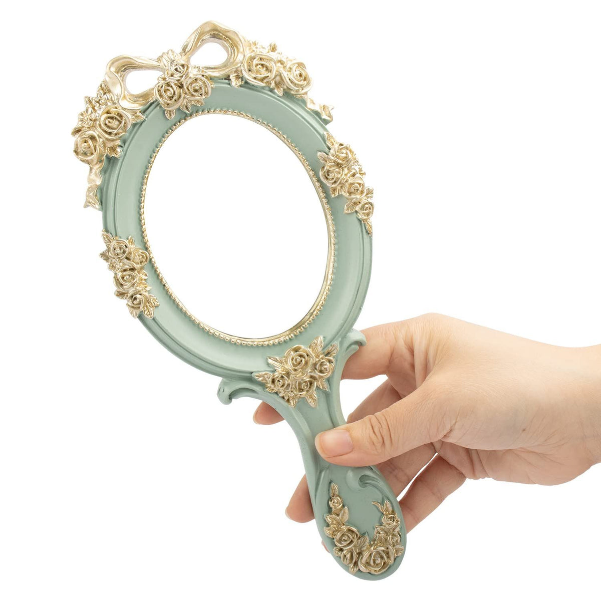 Vintage Handheld Mirror Embossed Flower Hand Held Mirror Makeup Mirror Vanity Mirror Decorative Cute Hand Mirror (3pcs)