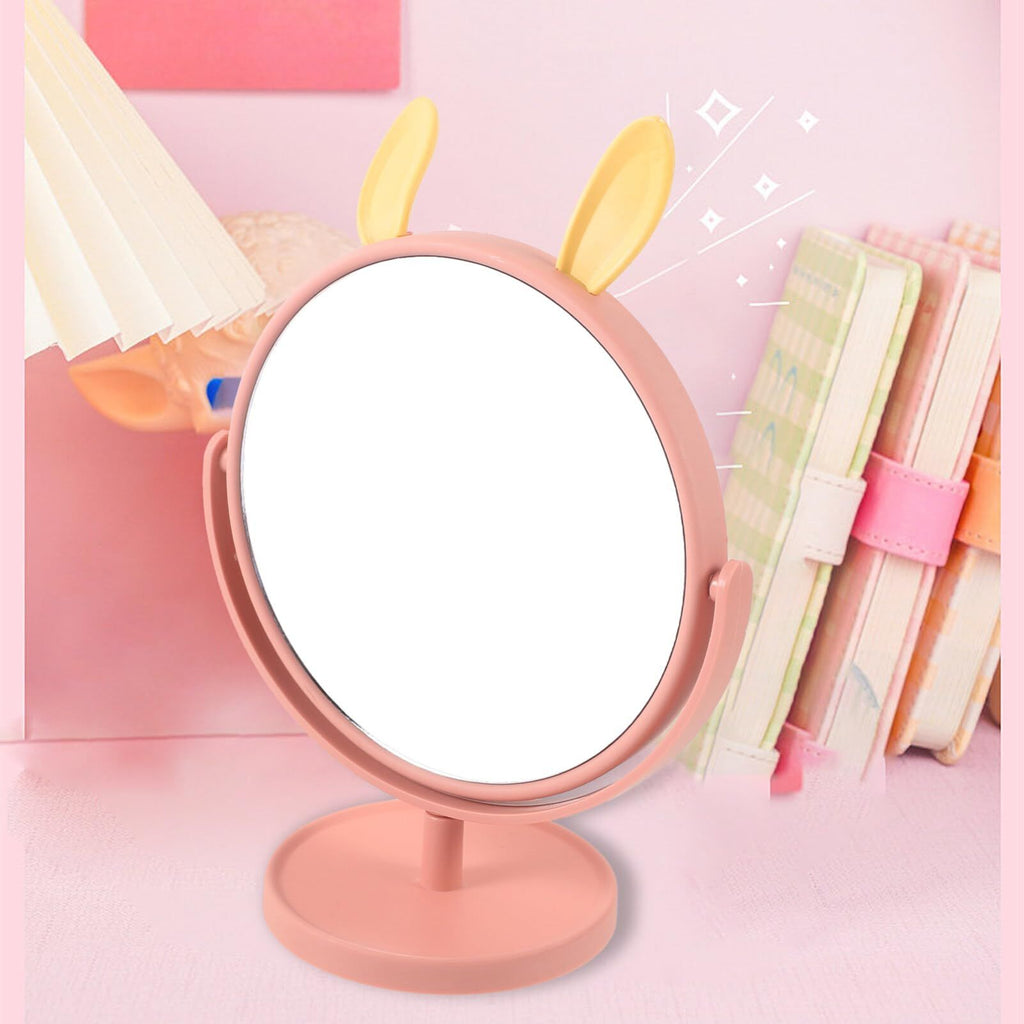 Makeup Mirror Desk Mirror Cute Bunny Ears Shaped Vanity Mirror Tabletop Cosmetic Mirror for Home Bedroom Bathroom Haircut Mirror