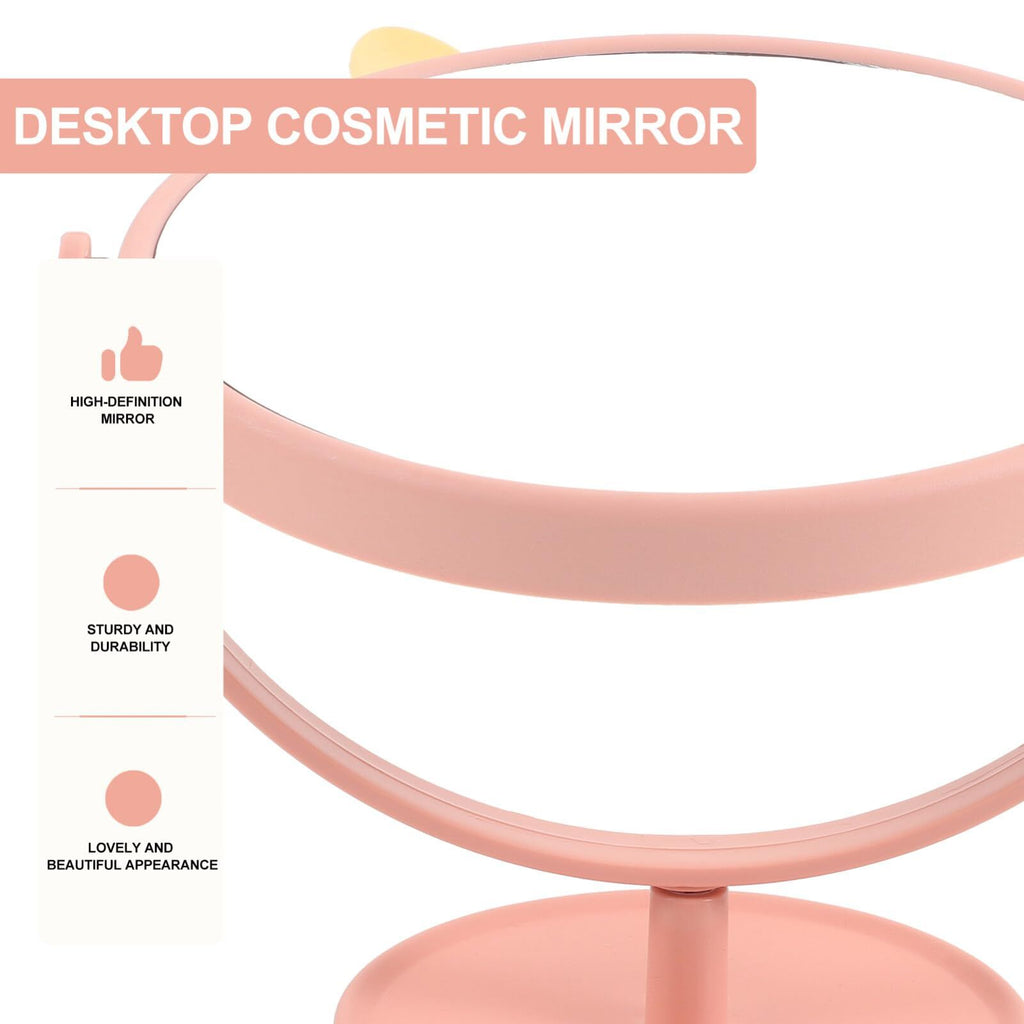 Makeup Mirror Desk Mirror Cute Bunny Ears Shaped Vanity Mirror Tabletop Cosmetic Mirror for Home Bedroom Bathroom Haircut Mirror