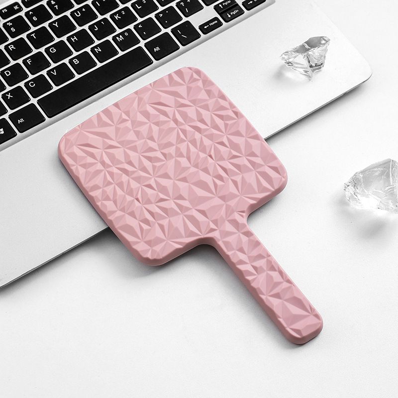 Square Hand Held Mirror Hand Mirror Travel Mirror Diamond Pattern 23*12.5*12.5cm Pink
Mirror Portable Pocket Mirror Makeup Mirror