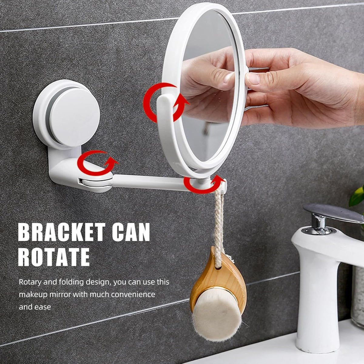 Shower Mirror with Suction Cup Swivel Mirror Double Side Wall Mounted Makeup Mirror Shaving Mirror Vanity Mirror for Bathroom Home