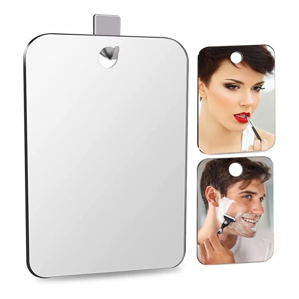 Unbreakable Shower Mirror for Shaving Mirror, 6.7 x 7.5 inch Hanging Camp Vanity Mirror, Stick on Mirrors for Wall