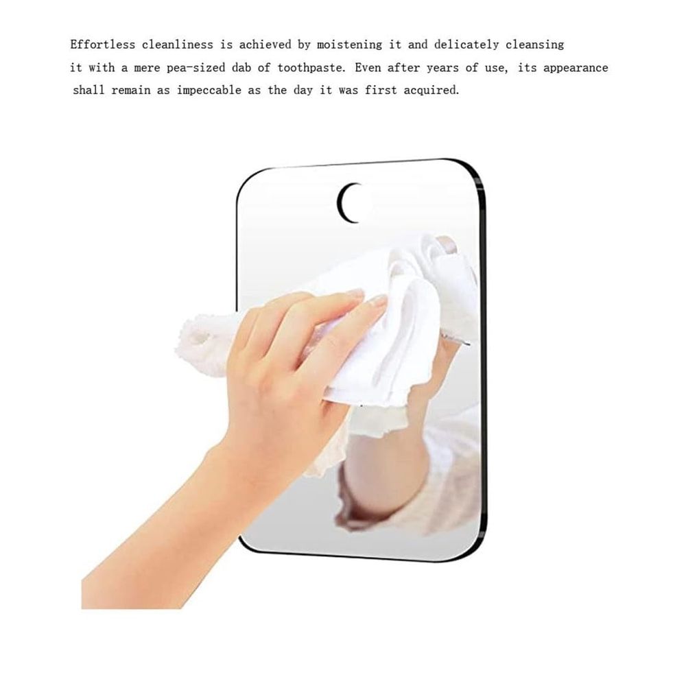 Unbreakable Shower Mirror for Shaving Mirror, 6.7 x 7.5 inch Hanging Camp Vanity Mirror, Stick on Mirrors for Wall