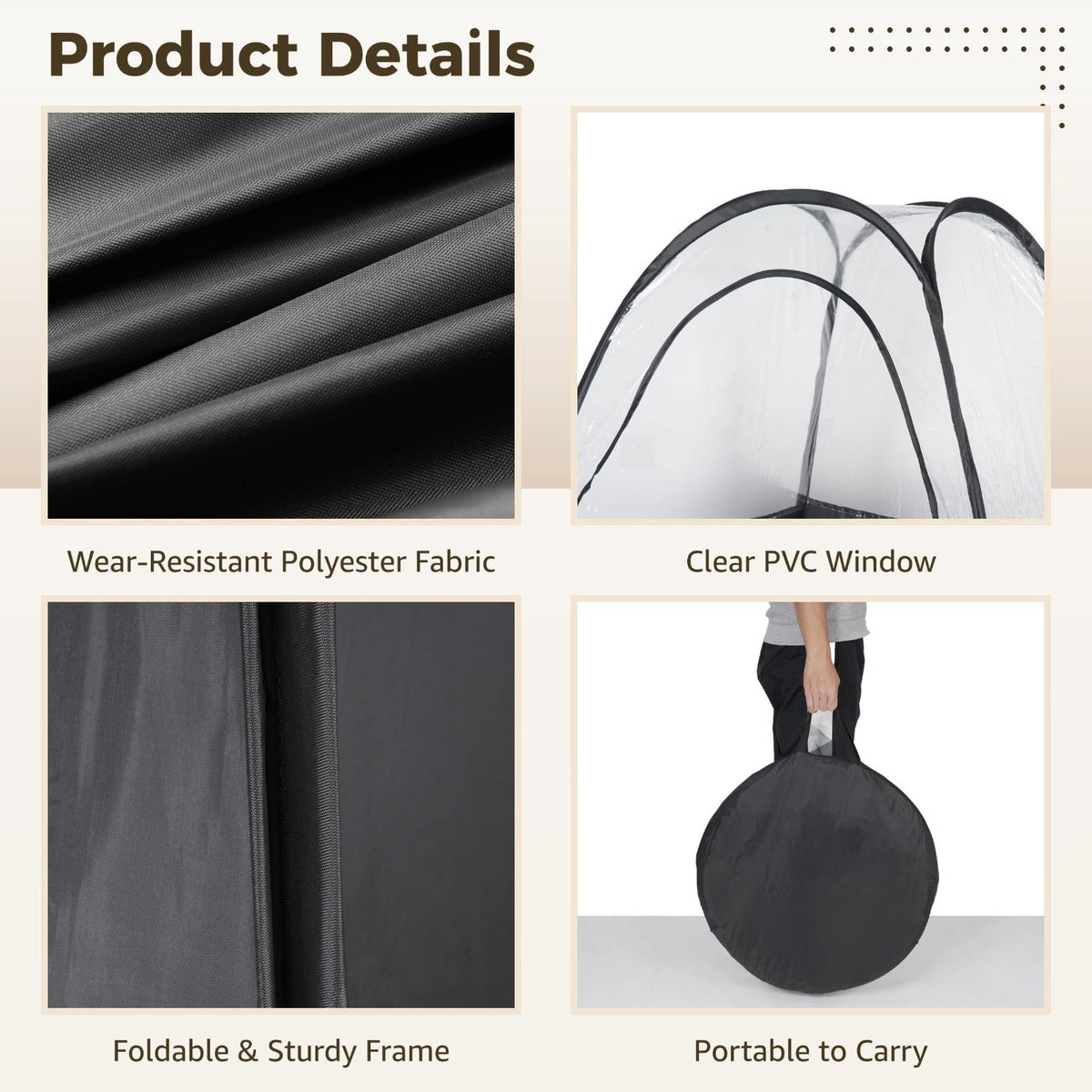 Large Spray Tan Tent, Quick Setup Portable Tanning Booth with Clear PVC Window, Foldable Spray Tanning Tent with Carry Bag, Easy Clean Spray Booth for Home Salon Use, 47 x 47 x 83 in