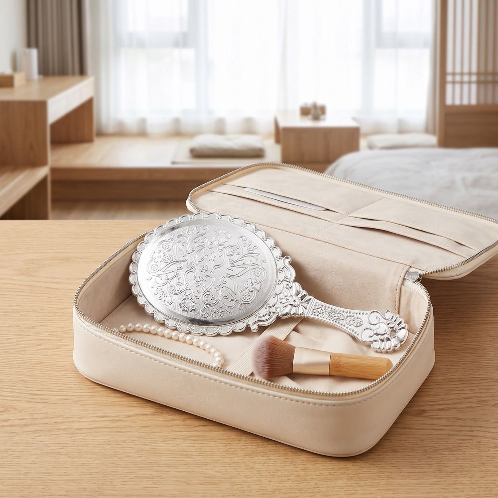 Handheld Mirror Hand Held Mirror with Handle Portable Travel Mirror Vintage Makeup Mirror