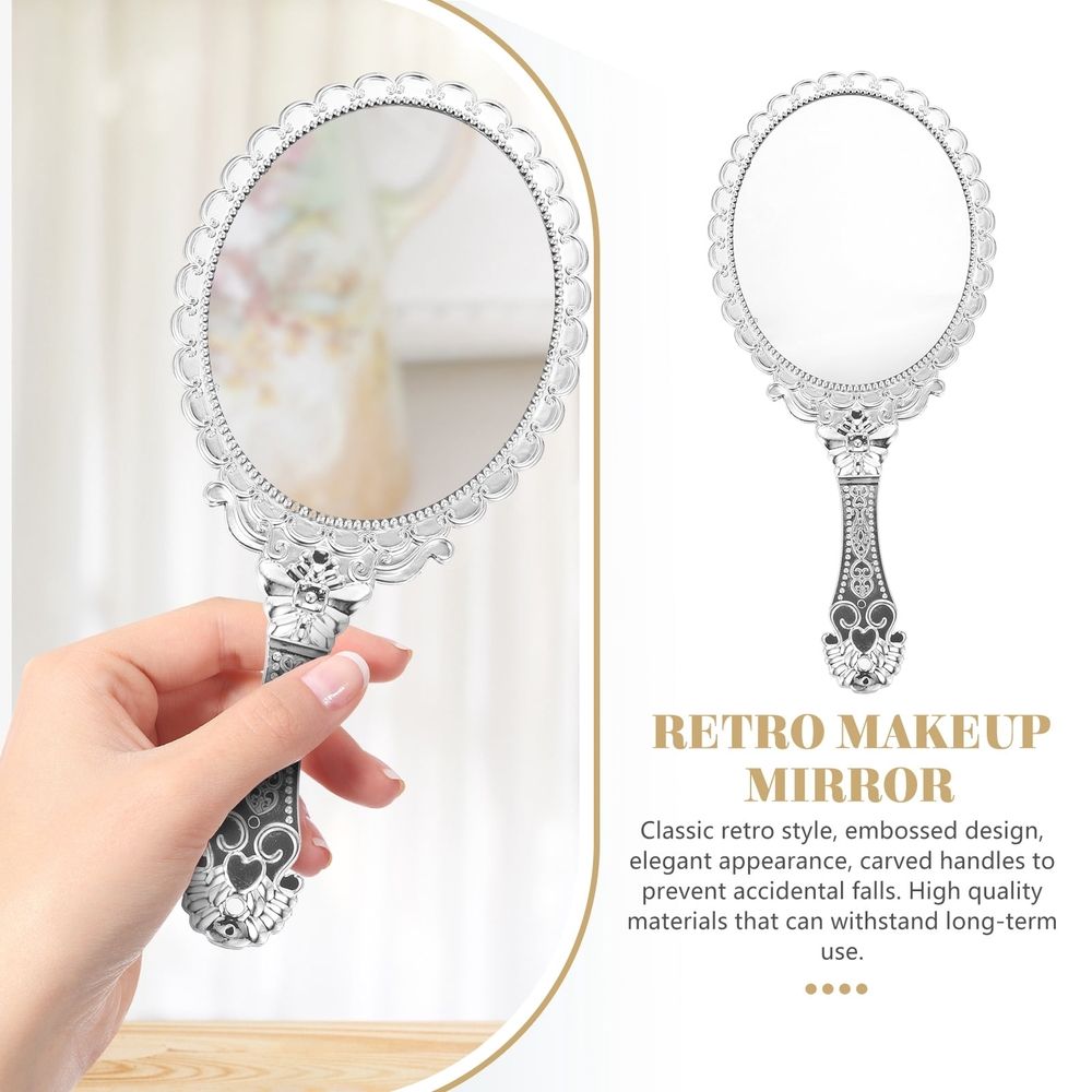 Handheld Mirror Hand Held Mirror with Handle Portable Travel Mirror Vintage Makeup Mirror