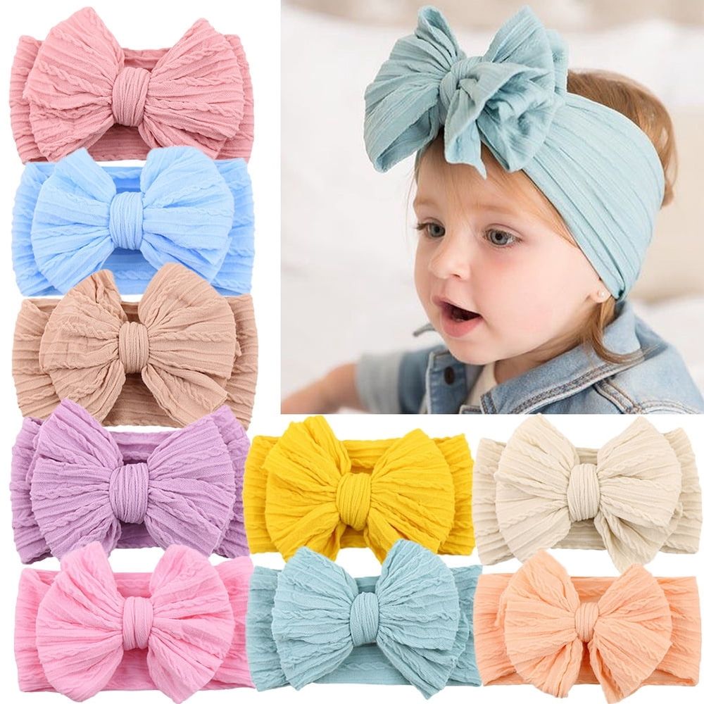 3PCS Baby Bows Headbands Nylon Baby Girl Headbands Soft Handmade Hairbands Toddler Hair Accessories for Girls Baby Newborn Infant Kids