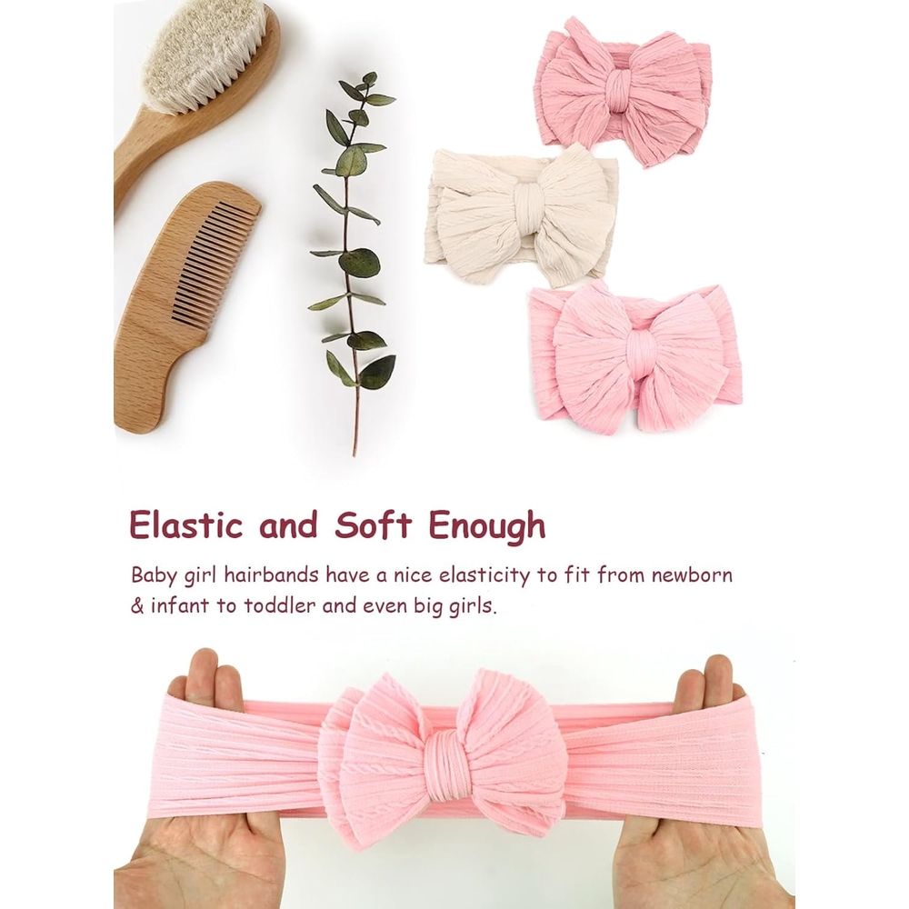 3PCS Baby Bows Headbands Nylon Baby Girl Headbands Soft Handmade Hairbands Toddler Hair Accessories for Girls Baby Newborn Infant Kids
