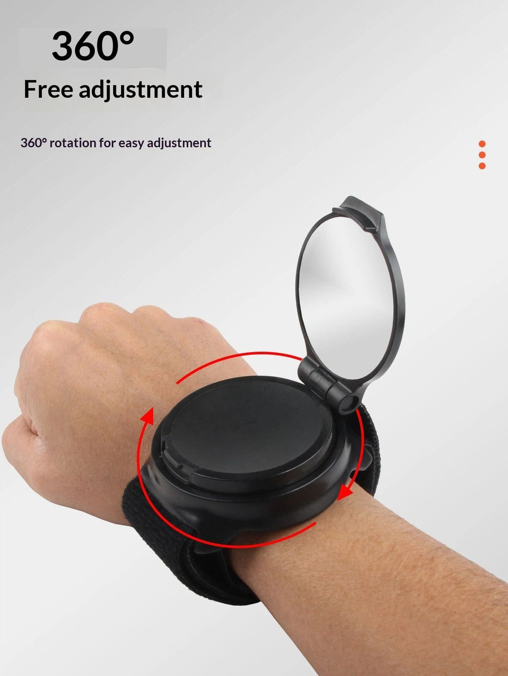 Cycling Rear View Mirror, Mirror Nylon Wrist Arm Strap Convex Design 5Cm Diameter Rearview Mirror Cycling  Adjustable 360° Bicycle Rear View Mirror