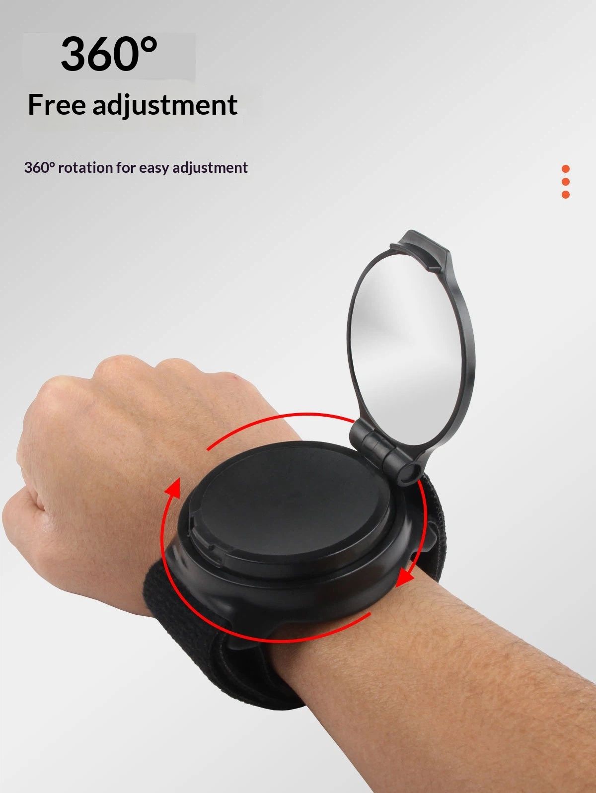 Cycling Rear View Mirror, Mirror Nylon Wrist Arm Strap Convex Design 5Cm Diameter Rearview Mirror Cycling  Adjustable 360° Bicycle Rear View Mirror