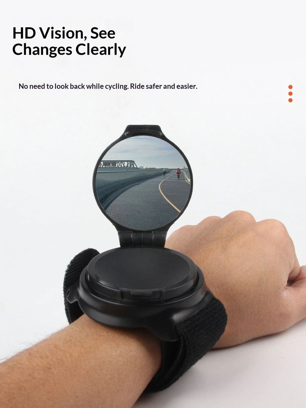 Cycling Rear View Mirror, Mirror Nylon Wrist Arm Strap Convex Design 5Cm Diameter Rearview Mirror Cycling  Adjustable 360° Bicycle Rear View Mirror