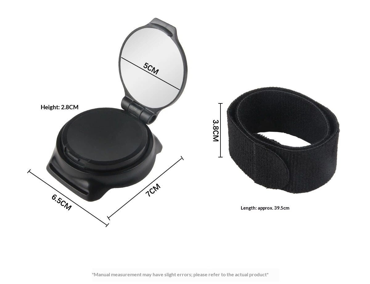 Cycling Rear View Mirror, Mirror Nylon Wrist Arm Strap Convex Design 5Cm Diameter Rearview Mirror Cycling  Adjustable 360° Bicycle Rear View Mirror