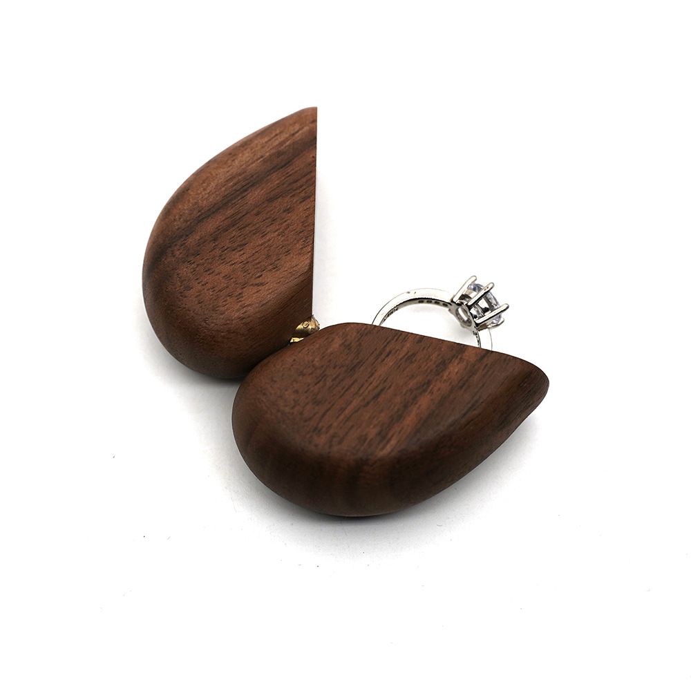 Heart Shaped Slim Secret Engagement Ring Box Wooden Pocket Sized Discreet for Wedding Ceremony Engagement Proposal Ring Bearer Ideas