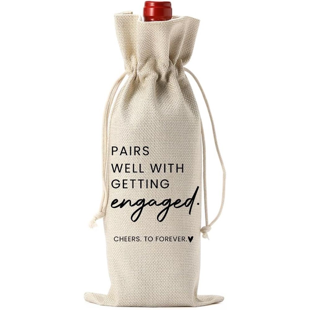 2 pack Engagement Wine Bag|Gift for Couples|Bride Gift|Wine Bag for Getting Married,Pairs Well with Getting Engaged Wine Bottle Bag（Only bags）