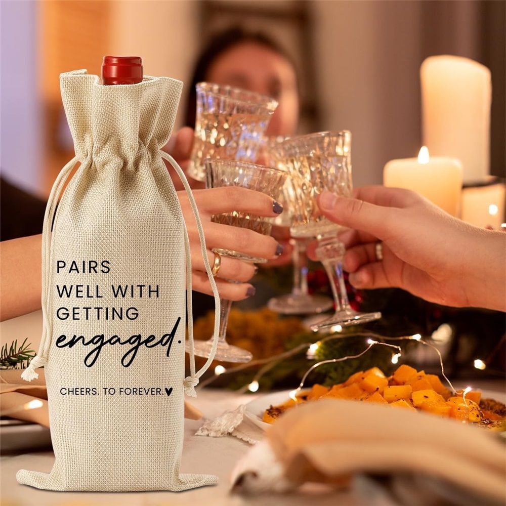 2 pack Engagement Wine Bag|Gift for Couples|Bride Gift|Wine Bag for Getting Married,Pairs Well with Getting Engaged Wine Bottle Bag（Only bags）