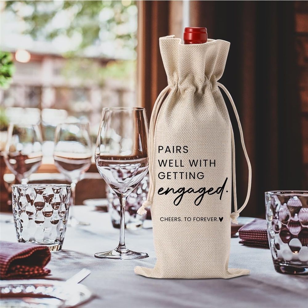 2 pack Engagement Wine Bag|Gift for Couples|Bride Gift|Wine Bag for Getting Married,Pairs Well with Getting Engaged Wine Bottle Bag（Only bags）