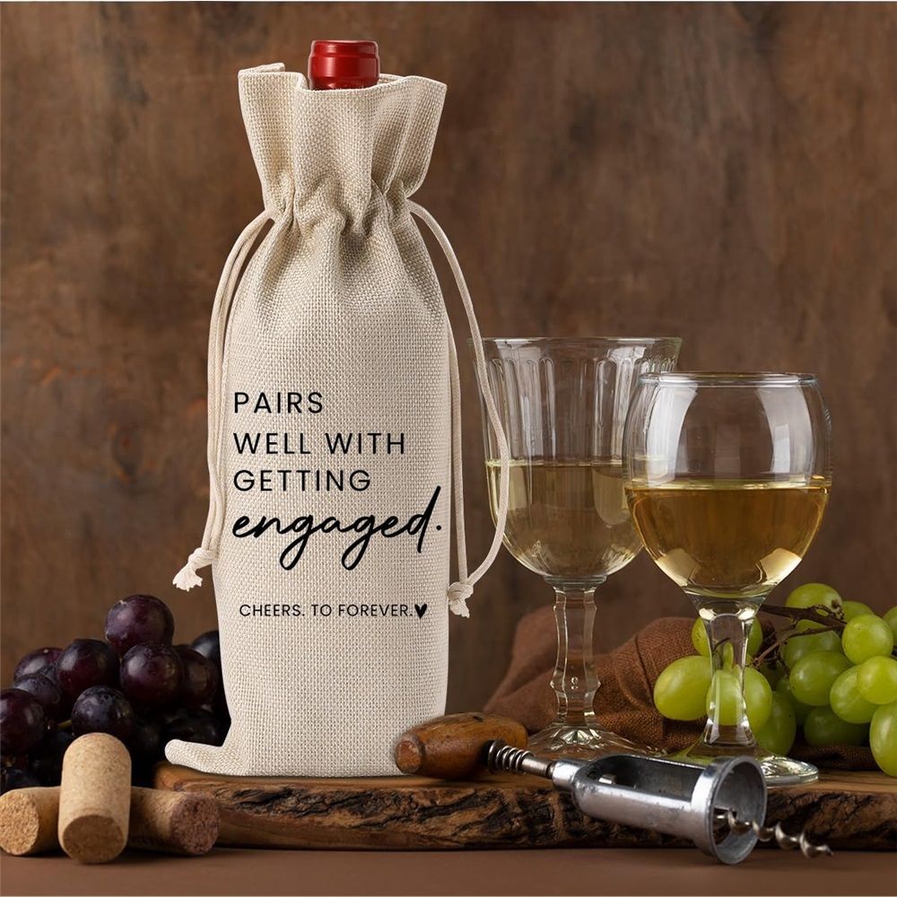 2 pack Engagement Wine Bag|Gift for Couples|Bride Gift|Wine Bag for Getting Married,Pairs Well with Getting Engaged Wine Bottle Bag（Only bags）