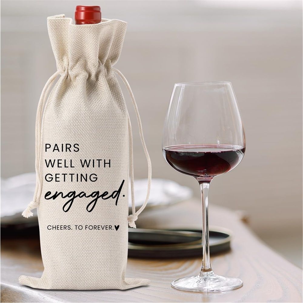 2 pack Engagement Wine Bag|Gift for Couples|Bride Gift|Wine Bag for Getting Married,Pairs Well with Getting Engaged Wine Bottle Bag（Only bags）