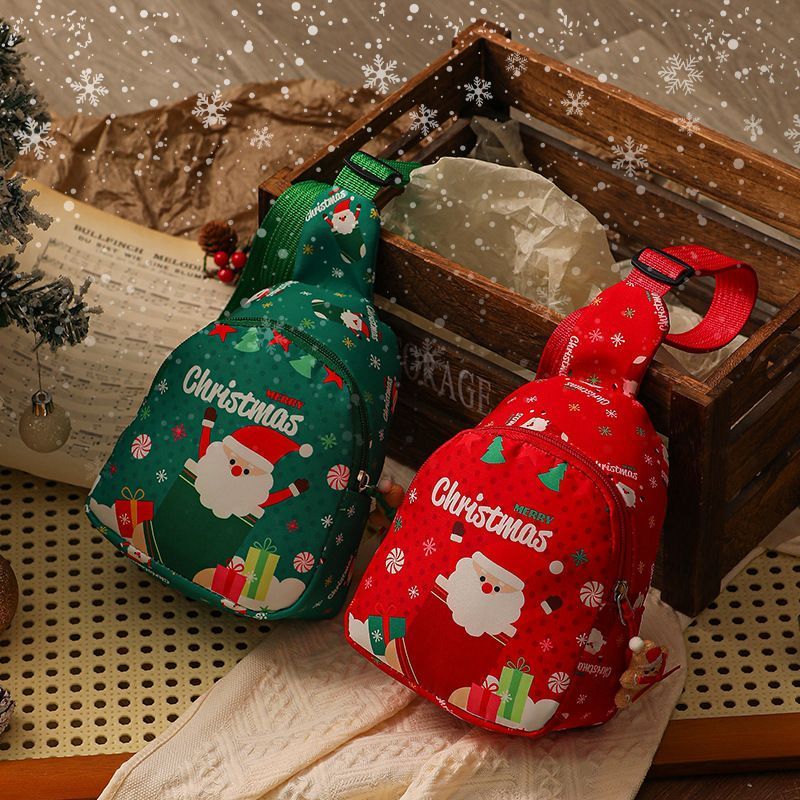 Merry Christmas Mini Gift Pouch, Green Santa Treat Bag, Multi‑use Packaging Sack for Holiday Small Gifts