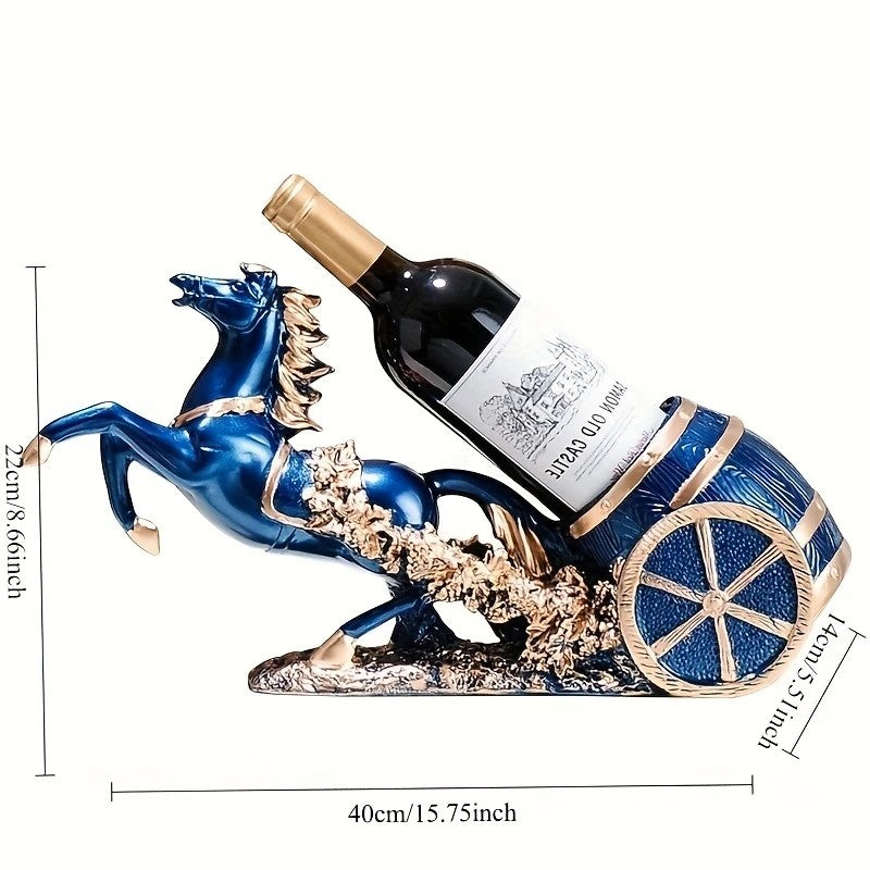 golden Freestanding Luxury Wine Rack, Stable Partitioned Storage, Hand-Carved "Success at First Attempt" Horse, Housewarming Gift