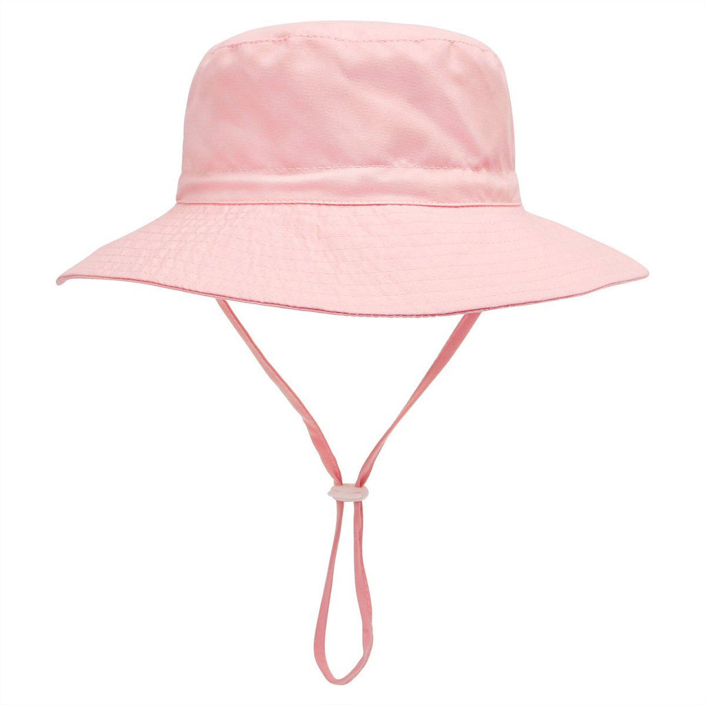 Baby Sun Hat Wide Brim Breathable Cotton Foldable Bucket Hat For Infants Outdoor Beach Travel Pink XS, 44 to 46 cm